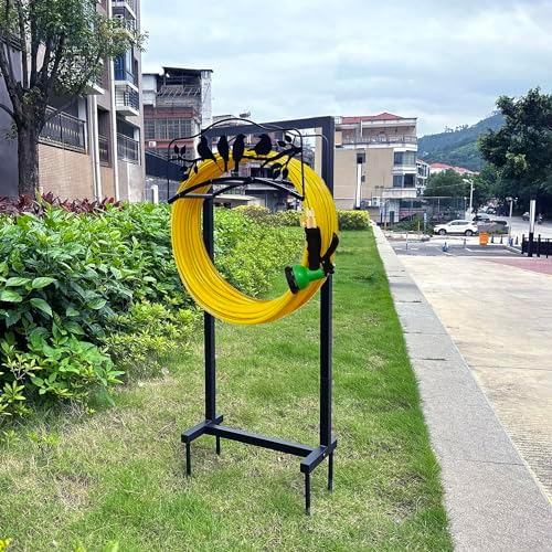 Garden Hose Holder Freestanding with 4 Spikes, Detachable Heavy Duty Water Hose Holders Stand, Reinforced Garden Hose Storage Rack for Lawn & Yard, Black2 - Image 2