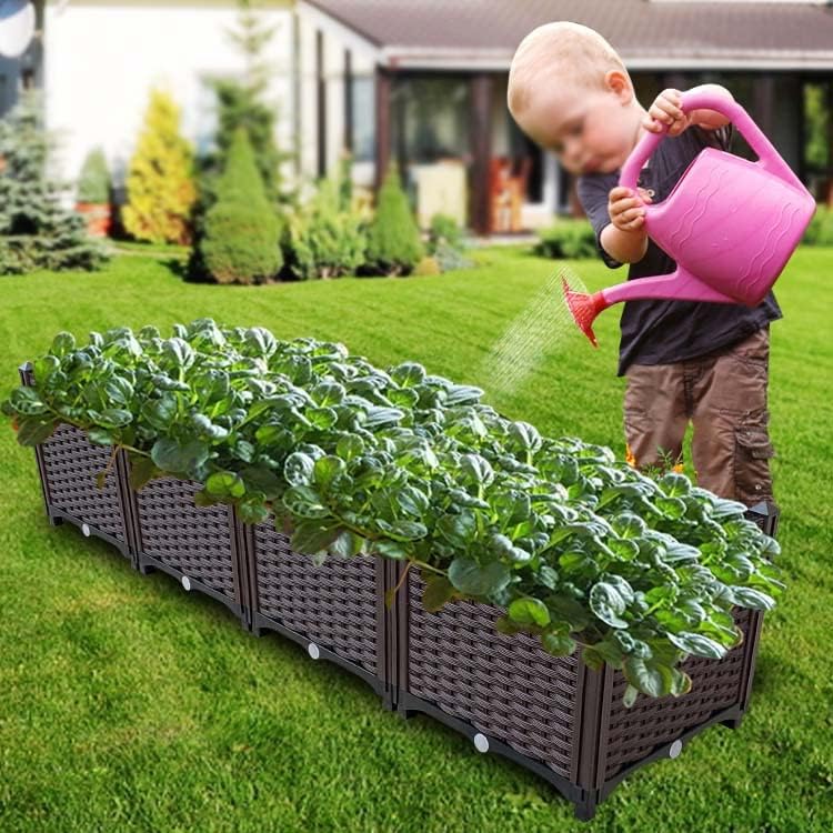 YSUEFIJO Raised Garden Bed Box Vegetable Planter, Planter Box Plastic Rectangle, Garden Bed Kit for Vegetables, Elevated Planter Box for Flower/Herb/Backyard/Patio/Balcony - Image 2