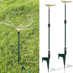 Funnymoom 2 Pack 3-arm Rotating Telescoping Sprinkler 360 Degree Swivel Garden Sprinkler High Rise Lawn with Step Base up to 41.7 Inch for Large Area Coverage (Green) by Funnymoom