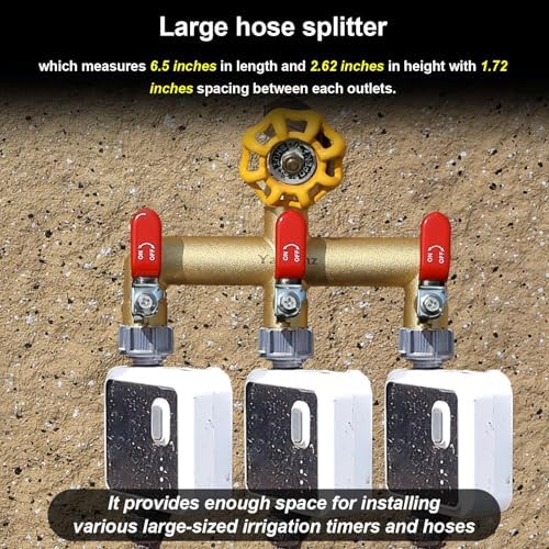3 Way Garden Hose Splitter, 3/4" GHT Outdoor Water Spigot Splitter - Image 4