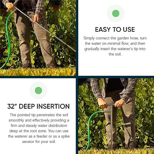 Varomorus Stainless Steel Deep Root Feeder for Tree Watering Spike Tool Irrigation for Outdoor Plants System Wand T-Handle One-Piece - Image 3