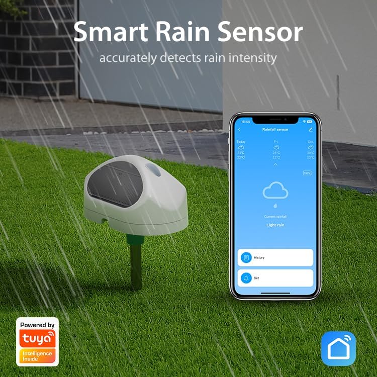 Wireless Rain Sensor Smart Rain Gauge, 45M Range IP65 Waterproof Rainfall Detector with 180°/90° Mounting for Rain Gauge Outdoor, Work with app - Image 3