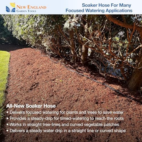 Flat Soaker Hose 50 ft, For Drip Irrigation, Extendable Non-Corrosive and Heavy Duty Couplings, Saves Water, For Raised Beds, Gardens and Vegetable areas, 700002 by New England Garden Tools - Image 2