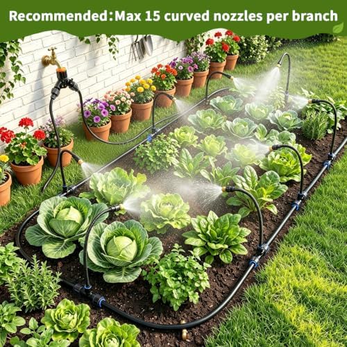 120FT Sprayer Irrigation System, Drip Irrigation Kit with 30 PCS 360° Adjustable Misting Copper Nozzles for Garden, Lawn, Patio, Greenhouse - Image 2
