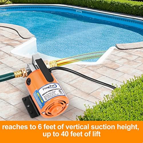 115V 1/10 HP 330 GPH Water Transfer Pump With 3/4 inch Ports, Suction Hose and Spare Impeller - Electric Utility/Sump Pump - Orange - Image 4