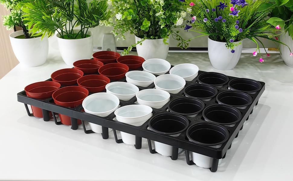 RooTrimmer Square Nursery Pot Tray with 24 Cells, 5 Pack Plant Trays for Pots, Flower Pot Moving Tray, Plastic Planting Tray for Carrying Small Plant Pots(120 Cells in Total - Image 5