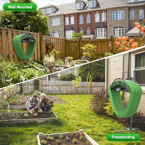 Generic Sturdy Hose Hanger Hose Reel Rack Stand Garden Hose Holder Water Hose Reel Water Hose Holders For Outside Heavy Duty Freestanding Garden Hose With 4 Spikes For Lawn Garden Yard-Black - Image 3
