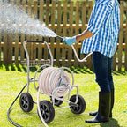 VEVOR Hose Reel Cart, Hold Up to 250 ft of 5/8’’ Hose, Garden Water Hose Carts Mobile Tools with 4 Wheels, Heavy Duty Powder-Coated Steel Outdoor Planting with Storage Basket, for Garden, Yard, Lawn - Image 2