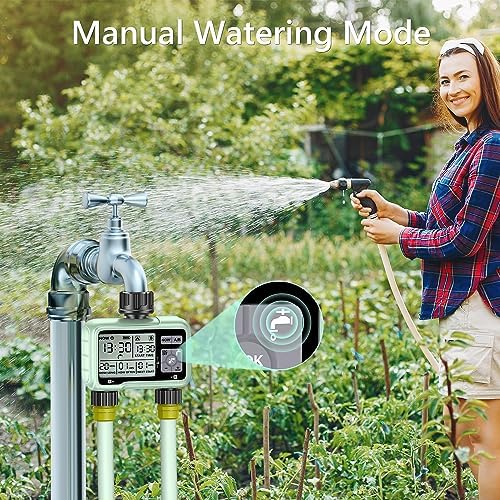 2 Outlet Digital Water Timer, IPX5 Programmable Garden Sprinkler Timer with Large LCD Display, Hose Irrigation Controller for Lawn and Yard - Image 6