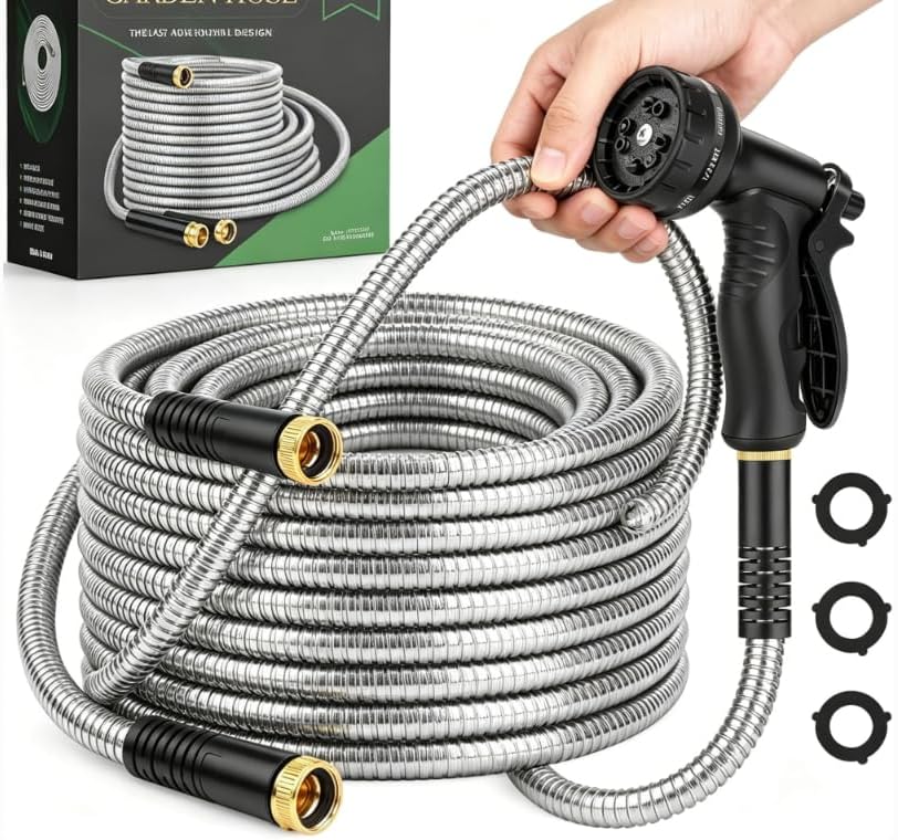 Garden Hose, Water Hose with 10 Function Nozzles, No Kinks, Flexible Hose, Lightweight, Puncture Proof Hose for Yard and Outdoor（52FT） by CXEZSIKGardenHose