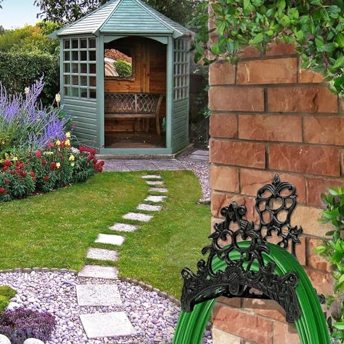 Decorative Garden Hose Holder, Hose Hanger, Heavy Duty Cast Iron Garden Yard Water Pipe Holds, Wall Mounted Hose Butler, Hose Rack Reel, 50FT 75FT 100FT Water Hose Bulter Storage (rose) - Image 5