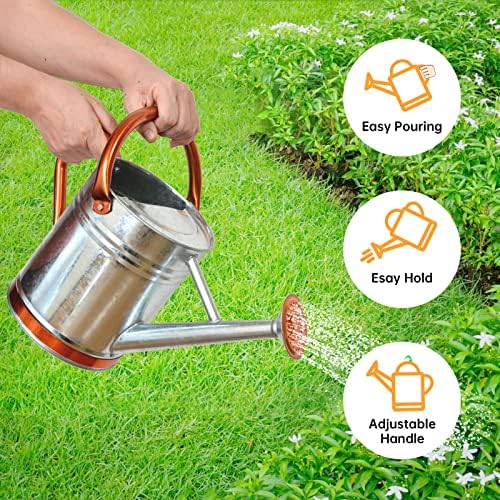 Metal Watering Can for Outdoor Plants, Galvanized Steel Watering Can with Removable spout, 1 Gallon,Perfect Home & Garden Décor Retro Zinc Hue - Image 3
