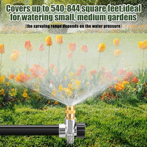 Tioncy 4 Pack Metal Lawn Sprinklers with Adjustable Brass Nozzle, Silver - Image 5