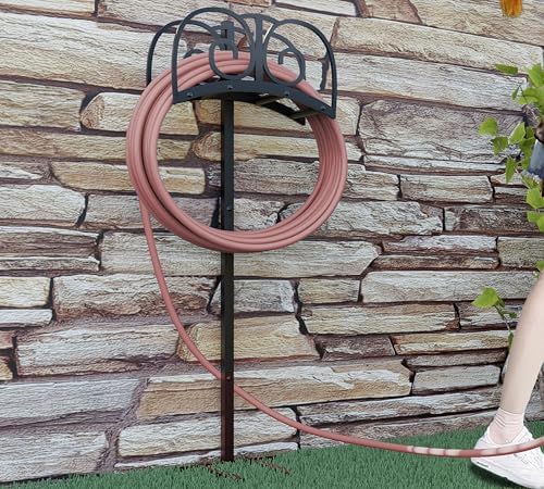 Upgraded Garden Hose Holder Stand with 4 Spikes - Heavy Duty Metal Water Hose Reel, Hose Organizer, Holds 150ft Hose for Outside Yard Lawn, Black - Image 7