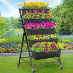 Homdox 5-Tier Elevated Garden Bed with Lockable Caster Wheels - Freestanding Vertical Raised Bed with 5 Garden Planter Boxes- Perfect to Grow Vegetables Herbs Flowers Indoor(Black) by HOMDOX