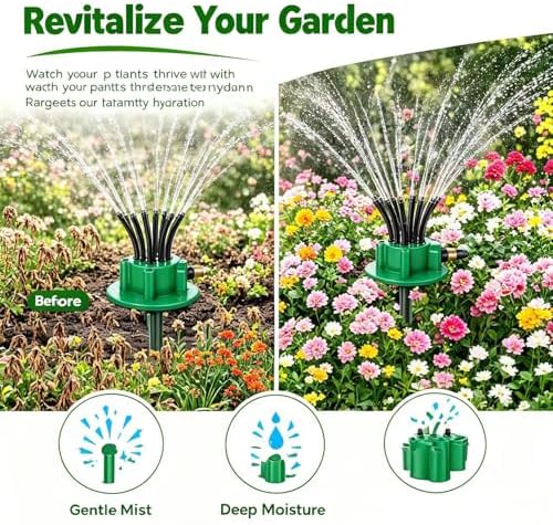 360° Multi-Directional Lawn Sprinkler for Garden & Yard - Precision Irrigation System with 12 Flexible Spray Nozzles, All-Season Durable ABS/PVC Garden Sprinkler with Secure Ground Spike (3Pcs) - Image 4