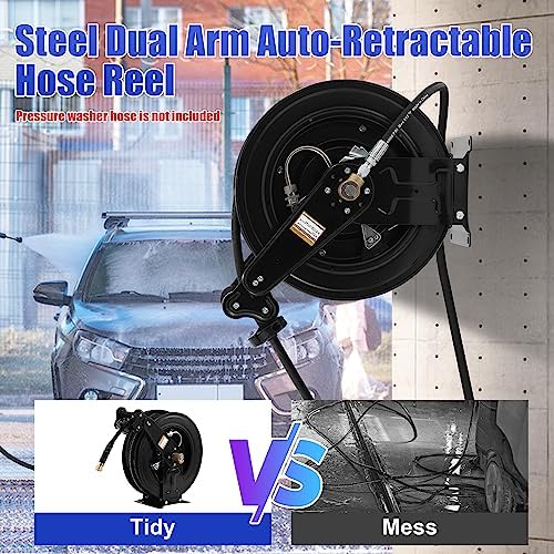 FIXFANS High Pressure Washer Hose Reel for Water/Air/Oil, Pressure Washer Hose – 1/4" X 100 FT - Image 3