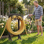 Garden Hose Holder Stand, Freestanding Metal Water Hose Storage Rack with Hooks for Outside Yard Lawn, Heavy Duty - Image 2