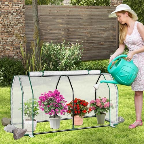 Happygrill Portable Mini Greenhouse with Roll-up Zipper Door & PE Cover - Image 2