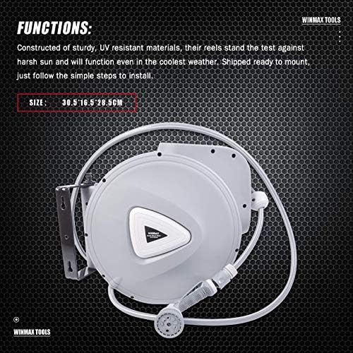 Retractable Garden Water Hose Reel Storage Gun Rewind Wall Mount 32Feet/65Feet/100Feet (32 Feet) - Image 3