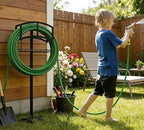 Kingson Portable Garden Hose Holder with Storage Basket - Heavy-Duty Black Steel Construction, Holds 150FT Hose, Freestanding & Detachable Design with Tools for Easy Assembly by Kingson