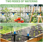 Riboud 165FT Drip Irrigation Kit, Quick-Connect Garden Watering System with 30 Adjustable Misting Nozzles for Garden Greenhouse, Hanging Plants, Raised Beds - Image 2