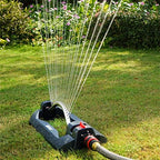 Eden 94106 Turbo Oscillating Sprinkler, Covers Up to 4,000 sq. ft., 18 Precision Nozzles, Weighted Base, Adjustable Range, Flow Control Knob, Quick Connect Bundle, Black, Silver, Red - Image 2