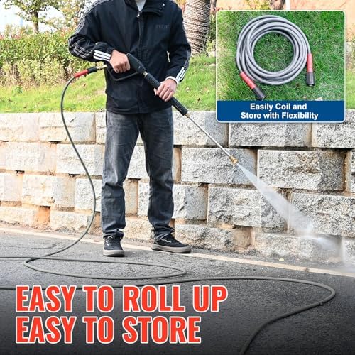 YAMATIC Flexible Pressure Washer Hose 50 FT 1/4", M22-14mm Females - Image 4