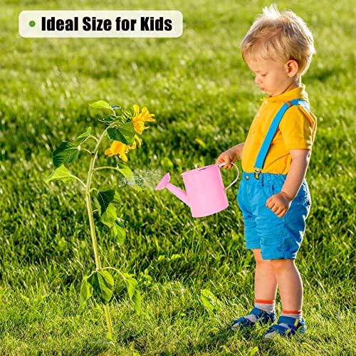 Metal Watering Can (1 Gallon) for Outdoor&Indoor Plants with Free Small Watering can for Kids, Plant Watering Can with Removable spout, Perfect for Garden Flower, Houseplants, Pink - Image 4
