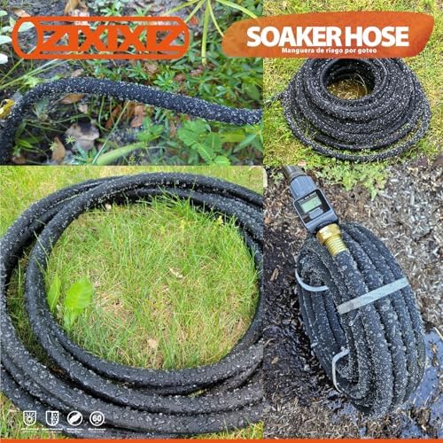 100FT 1/2-Inch Soaker Hose, Flexible with Solid Brass Connector, Leak-Resistant Watering System for Gardens & Vegetable Beds - Image 7