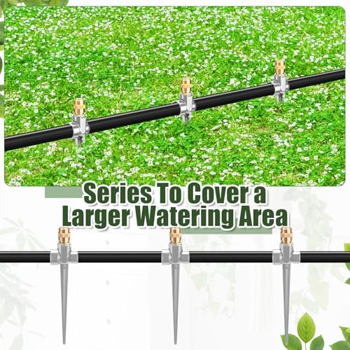 Tioncy 4 Pack Metal Lawn Sprinklers with Adjustable Brass Nozzle, Grey - Image 4