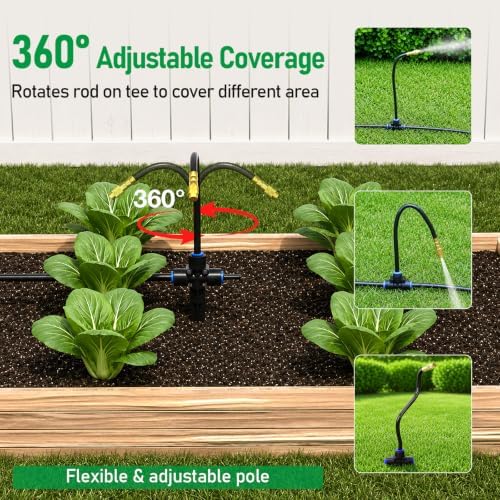 MIXC 320Ft Drip Irrigation System for Garden with 2-Way Spiliter,Tee-Stake - Image 6