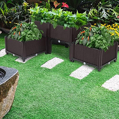Ochine Raised Garden Bed Planter Box Kit Self-Watering Plastic Elevated Garden Beds Flowers Vegetables Herbs DIY Gardening Outdoor Indoor Planting Grow Box Container for Garden Patio Balcony Backyard - Image 3