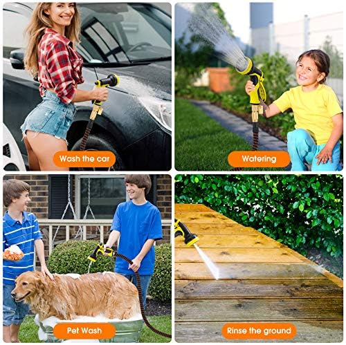 Expandable Garden Hose 100 ft with 10 Function Nozzle, 2026 New No Kink Flexible Water Hose 100ft, Lightweight, Leak-proof, 3/4" Solid Brass Fittings, 3750D Outer Fabric, Durable Expanding Latex Core - Image 7