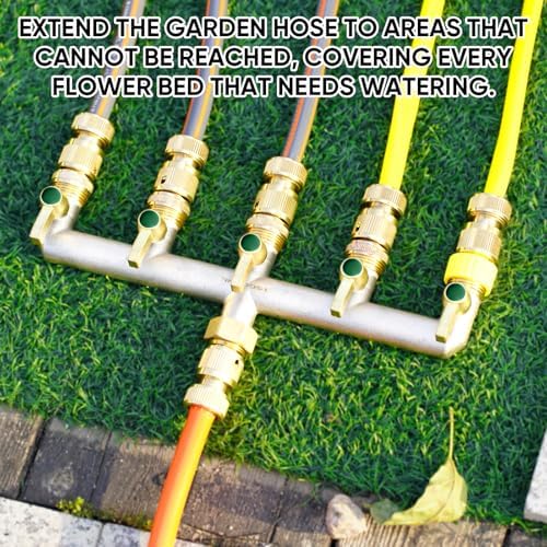 Heavy Duty Brass Garden Hose Splitter, 5-Way Faucet Splitter with 5 Extended Metal Handles, Outdoor Hose Splitter, GHT 3/4-Inch Heavy Duty Hex Female Inlet and 3/4-Inch Male Outlet, Nickel Plated - Image 6