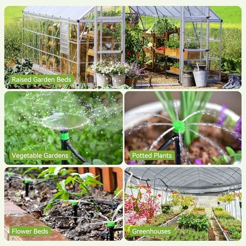 Drip Irrigation Kit for Garden, Raised Beds, Lawn - Adjustable Watering System with Drip Emitters, 5/16" & 1/4" Tubing, Barbed Fittings - Image 5