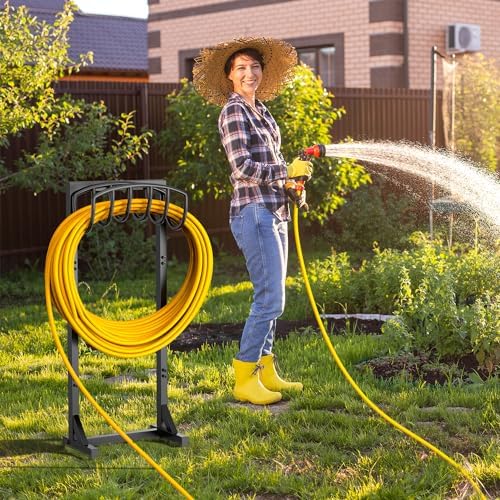 Pattiumo Garden Hose Holder Stand, Heavy Duty Freestanding Metal Hose Holder with 4 Spikes, Hose Reel Alternative Holds up to 150 ft for Yard Lawn Garden Patio - Image 7