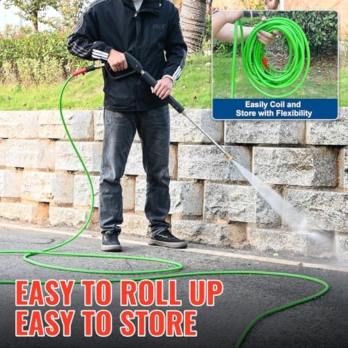 YAMATIC Flexible Pressure Washer Hose 50 FT 1/4", M22-14mm Females - Image 4