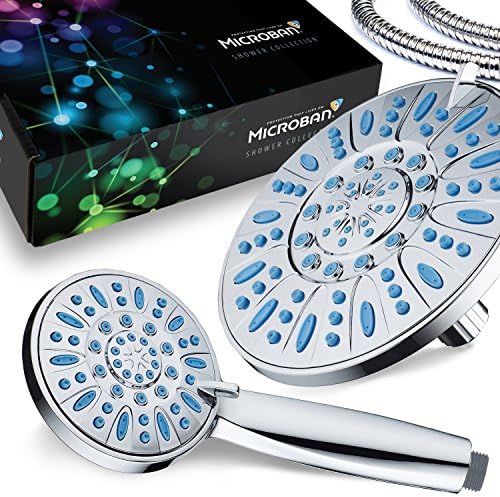 Antimicrobial/Anti-Clog High-Pressure 30-setting Rainfall Shower Combo by AquaDance with Microban Nozzle Protection from Growth of Mold Mildew & Bacteria for Stronger Shower! Wave Blue - Image 3