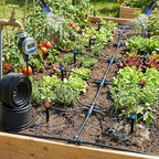 Automatic Drip Irrigation System Kit - 1/2" & 1/4" Tubing (33ft/200ft) - Adjustable POM Nozzles - Easy DIY Watering for Garden, Lawn, Greenhouse, Potted Plants - Black - Image 6