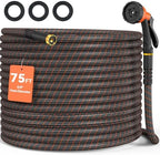 Garden Hose 75ft NON-EXPANDABLE Water Hose, 3-Layer Lightweight Nylon Braided Hose for Yard, Car Wash & Pet Shower, 600 PSI Heavy Duty Burst Kink-Free with 10-Way Nozzle & 3/4" Brass Fittings by Puritron