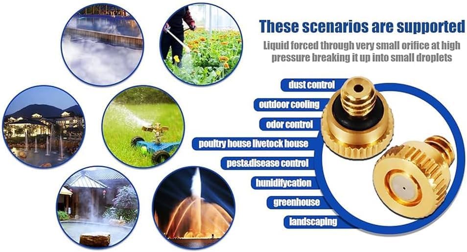 50Pcs Brass Mister Nozzles for Outside Patio Misting, Nozzle for Misters Outdoor Cooling System, Mist Replacement Head. Garden Hose Parts Accessories. 0.016" Orifice (0.4 MM) 10/24 Unc - Image 5