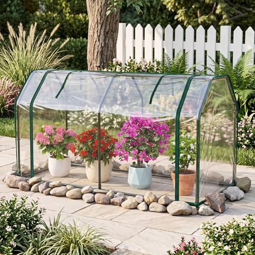 Happygrill Portable Mini Greenhouse w/Roll-up Zipper Door & PE Cover - Image 2