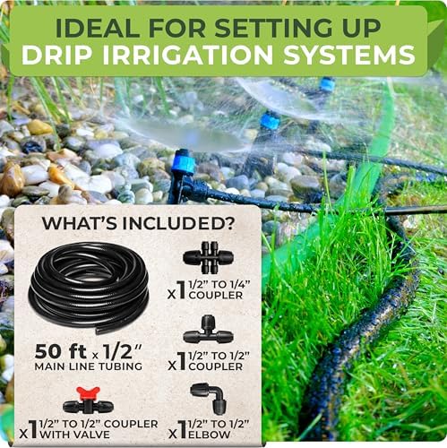 CARPATHEN 1/2" Irrigation Tubing for Drip System Kit, 50 feet + Accessories - Image 2
