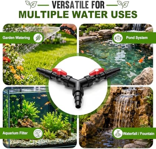 2 Pcs 3 Way Y Pond Hose Connector 1'' to 1 1/2'' with On/Off Taps Pipework Diverter 25/32/38mm (1"/1.25"/1.5") for Pond Pump Fish Tank Filtration Water Exchange Garden Irrigation - Image 6