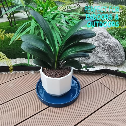 Ceramic Flower Pot Saucers, 9 Inch Plant Pot Saucers for Indoors Plants, Plant Trays for Pots Holding Water Drips and Soil, Drainage Tray for Plant Pot (Blue) - Image 2