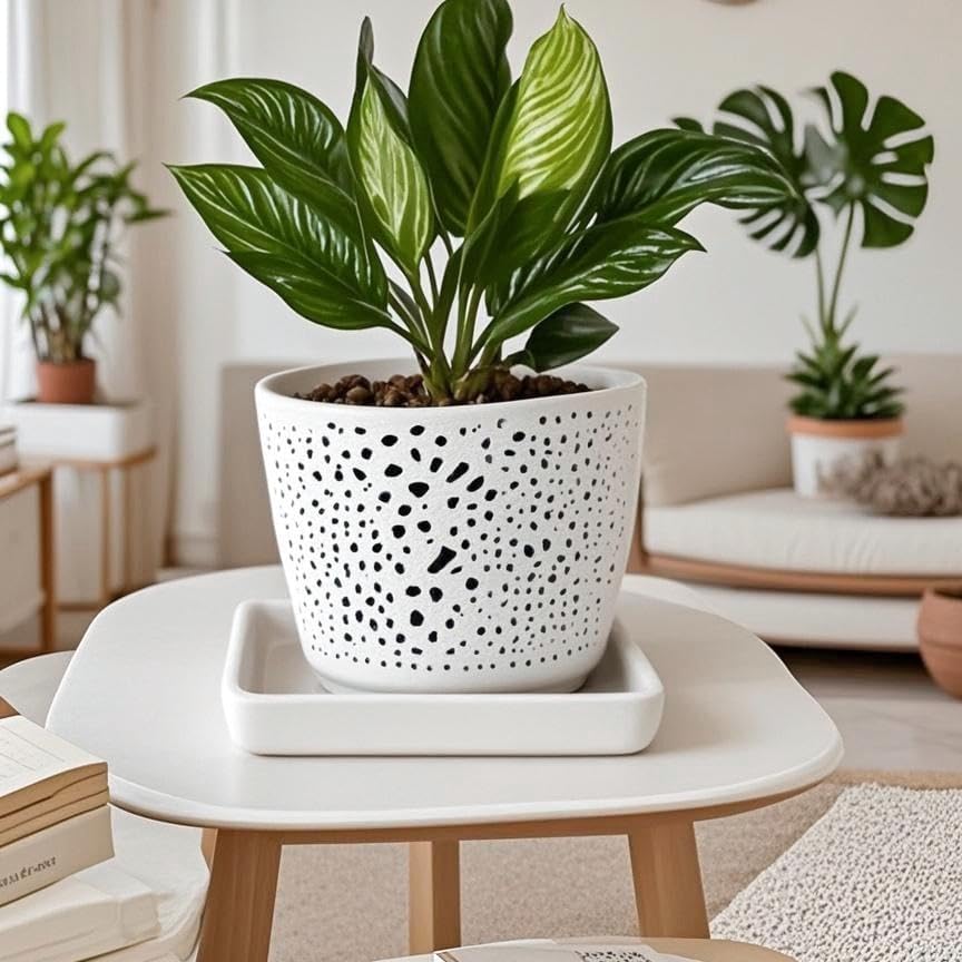 Square Plant Saucer 8 Inch 2 Pack，Plant Trays for Pots, White Ceramic Plant Saucers for Indoors Outdoors, Plant Drip Tray 4 6 8 10 12 14 Inch - Image 6