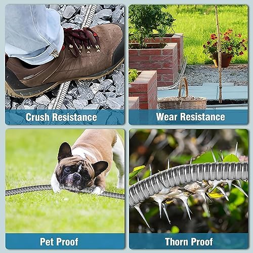 150FT Metal Garden Hose 304-Stainless Steel Flexible Water Hose - No Kink & Tangle Heavy Duty Pipe with Nozzle, Durable 3/4 Metal Fittings and Valve - Rust Proof Puncture Proof for Yard Lawn - Image 7