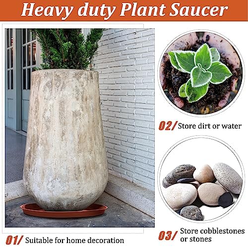 Eccliy 6 Pack Plastic Plant Saucer, Round, 23 Inch, Terracotta - Image 5