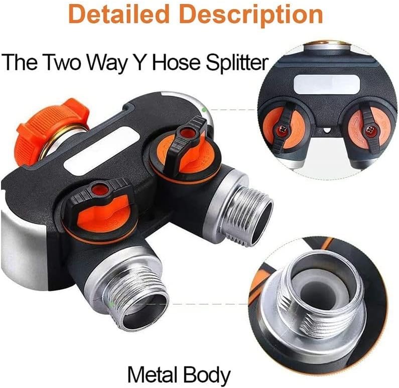 2-Way Garden Hose Connector, Faucet Adapter Attaches 2 Hoses to 1 Spigot, Faucet Connector with Valve, Garden Hose Splitter - Image 6